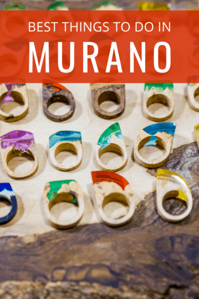 glass rings text says best things to do in murano