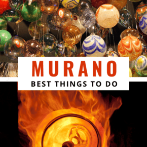 collage of glass items text says murano best things to do