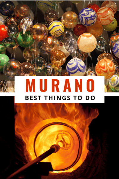 collage of glass items text says murano best things to do