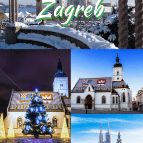 Collage van zagreb tekst zegt winter in zagreb