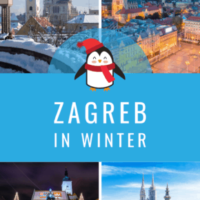 Collage van zagreb tekst zegt zagreb in de winter