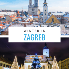 Collage de zagreb texto dice: el invierno en zagreb