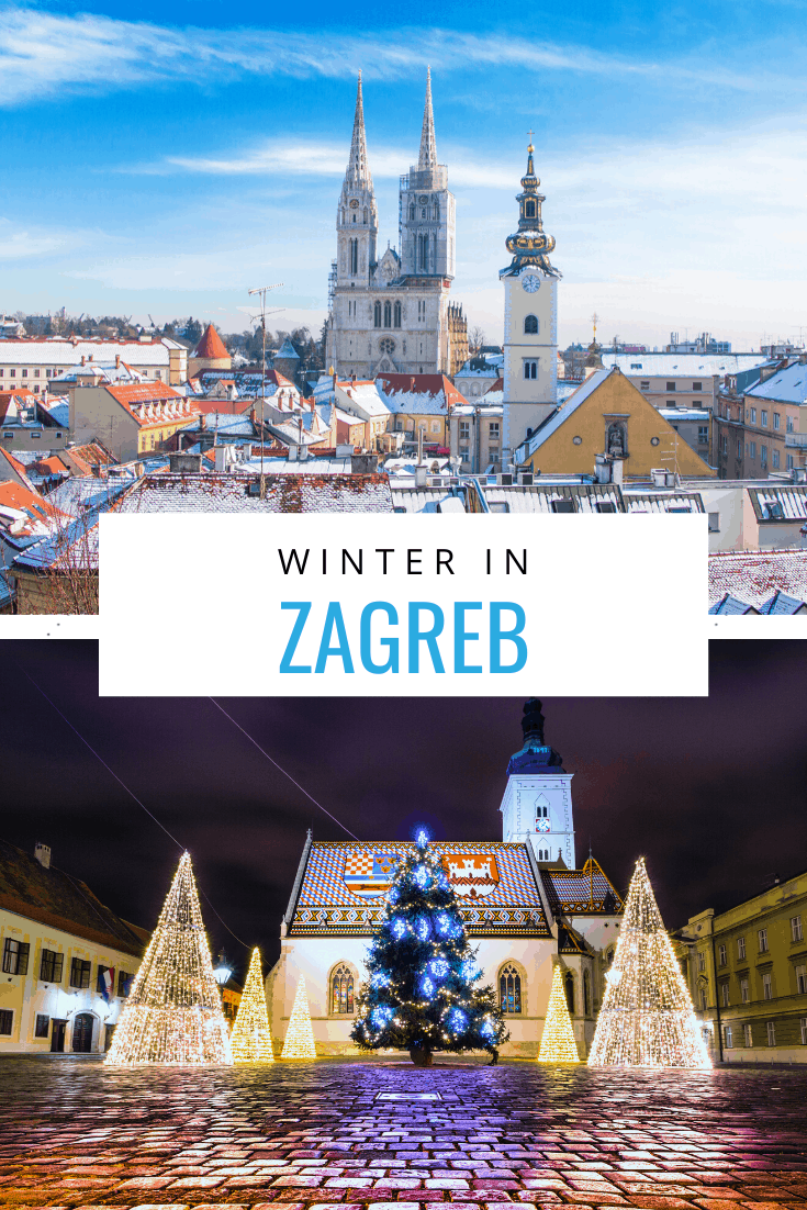 Collage of Zagreb images. Overlay text says winter in zagreb