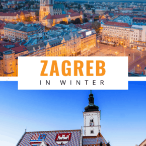 collage av zagreb tekst sier zagreb i vinter