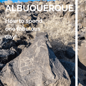 Petroglyph of dinosaur text says albuquerque how to spend one fabulous day