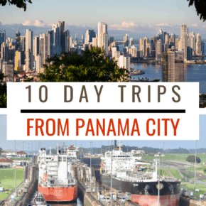 aerial view of panama city and the panama canal text says 10 day trips from panama city
