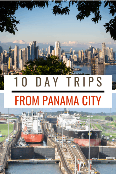 aerial view of panama city and the panama canal text says 10 day trips from panama city