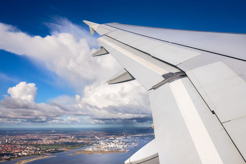 view out airplane window while landing