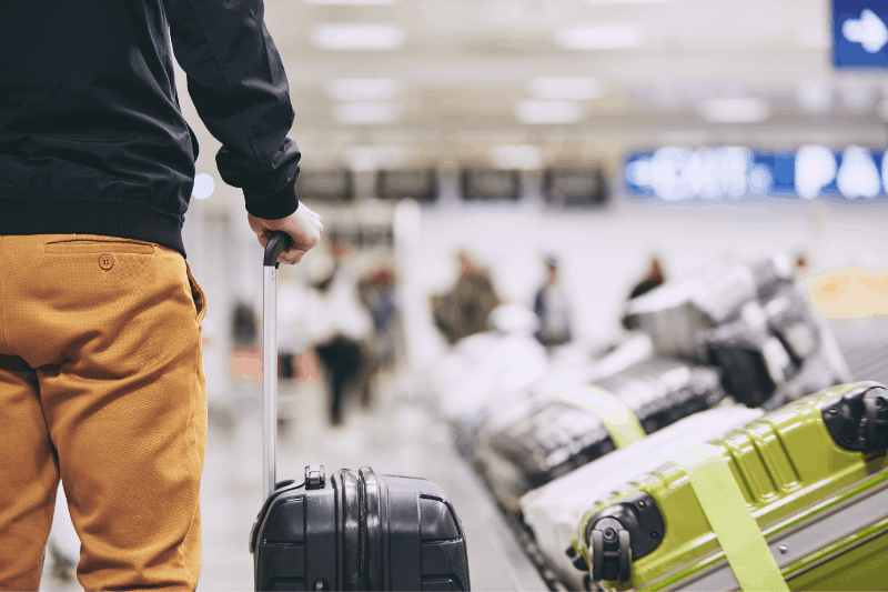 claiming luggage during a layover