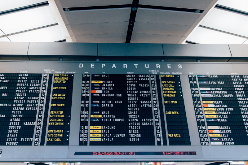 departures flight board in airport