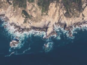 Overhead view of the cliffs along northern pacific coast of mexico