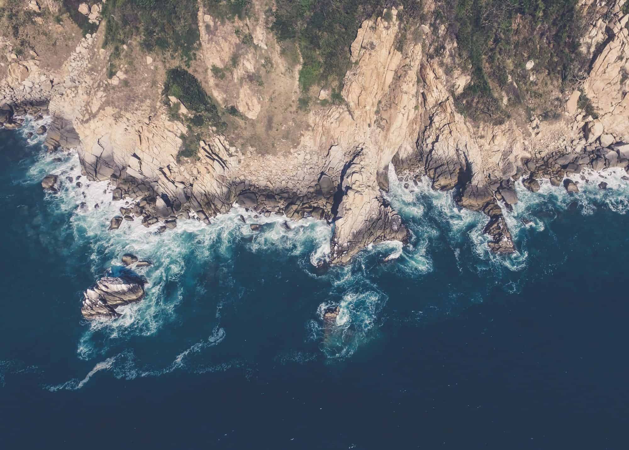 Overhead view of the cliffs along northern pacific coast of mexico