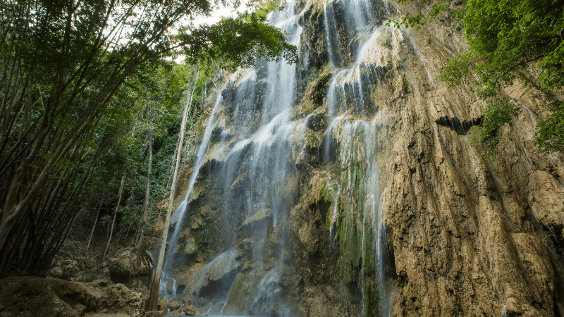 large wide waterfall, demonstrating one of the best places to visit on Cebu Island, Philippines