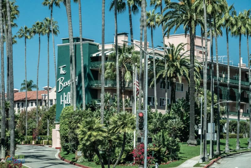 the famous beverly hills hotel along rodeo drive