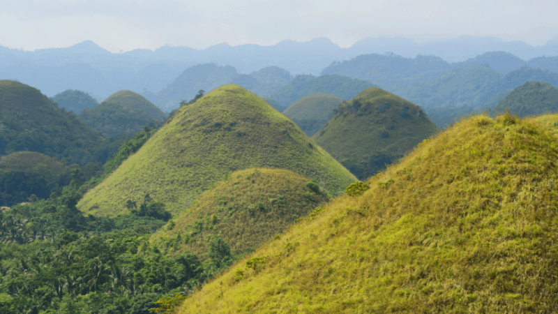 Chocolate Hills in the mist on Bohol Philippines