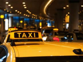 Taxi at an airport
