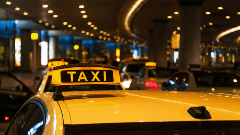Taxi at an airport
