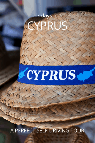 straw hat woth a band reading cyprus text says 7 days in cyprus a perfect self-driving tour