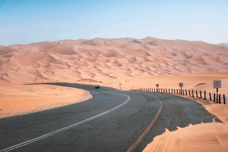 road leading through the Empty Quarter near Abu Dhabi