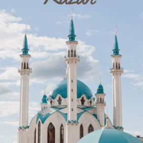 Kazan Kremlin and minarets. Text overlay says Best Souvenirs of Kazan