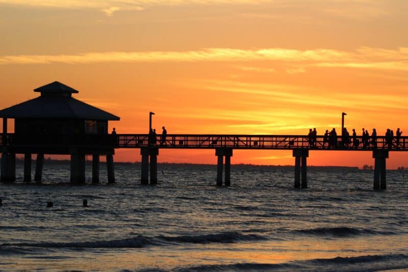 Silhouette of Naples Pier at sunset