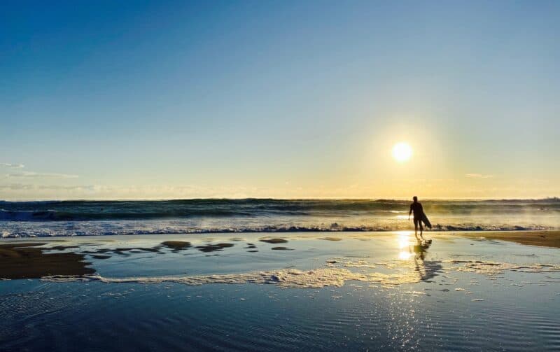 Surfer on a beach at Palm Beach