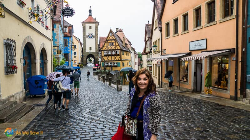 Linda in Rothenburg Germany during a Viking river cruise