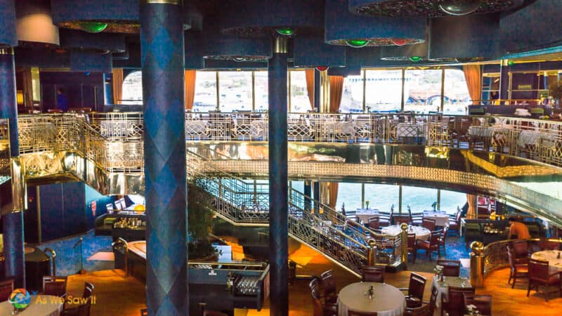 Dining room on ocean cruise ship