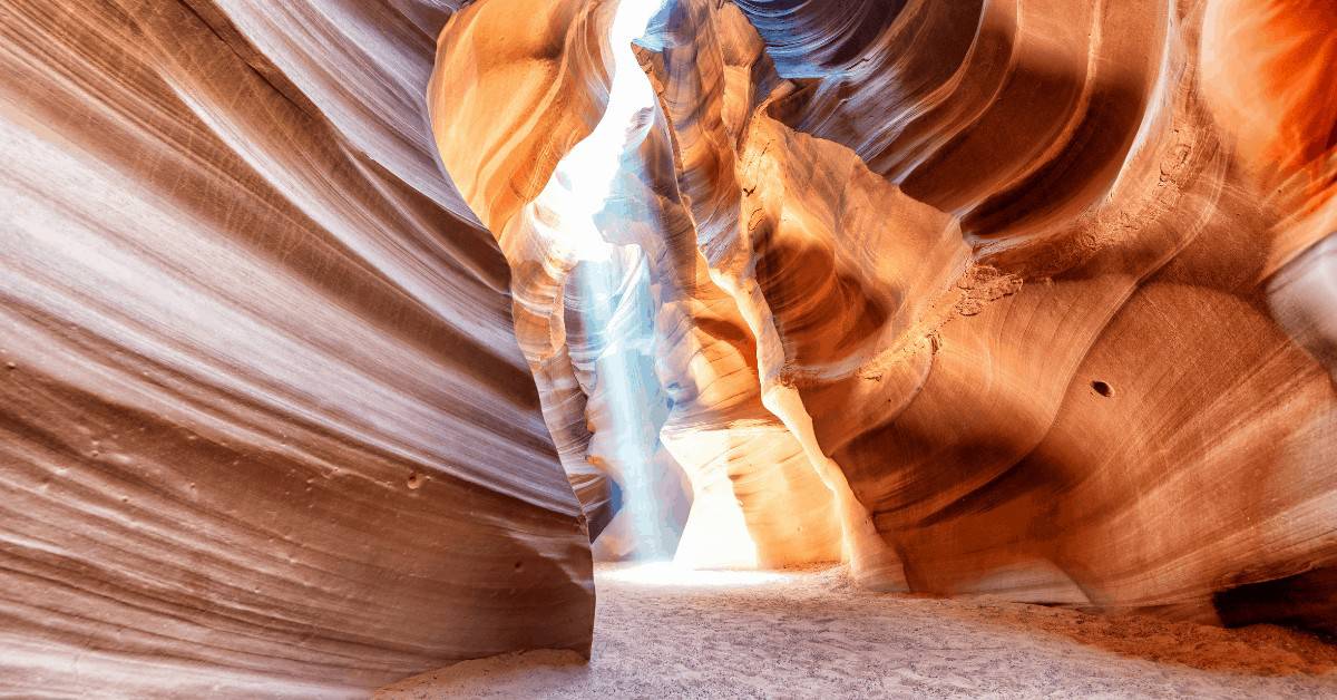 sunlight shining through a slot at Antelope canyon, one of the day trips from las vegas