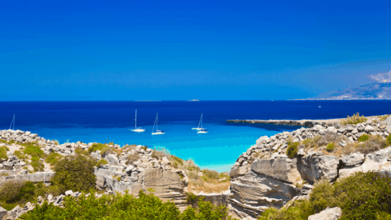 boats on the water in Egadi Islands Sicily Italy