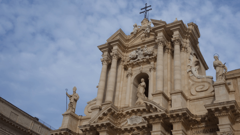 Details of a Baroque church in Ortigia Sicily
