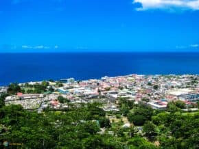 Roseau dominica as seen from atop a nearby hill