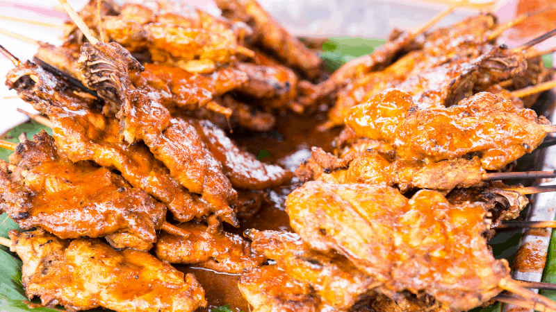 closeup of delicious ayam percik street food