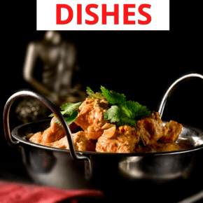 dish of Rogan Josh. Text overlay says "7 must try Indian dishes."