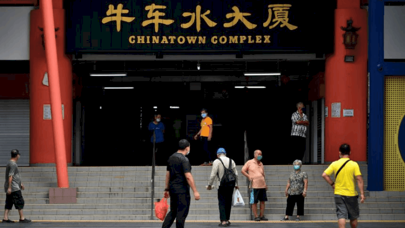 Front entrance to Chinatown Complex Hawker Centre Singapore