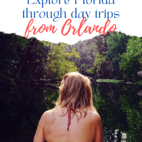 woman in kayak. Text overlay says "Explore Florida through day trips from Orlando"