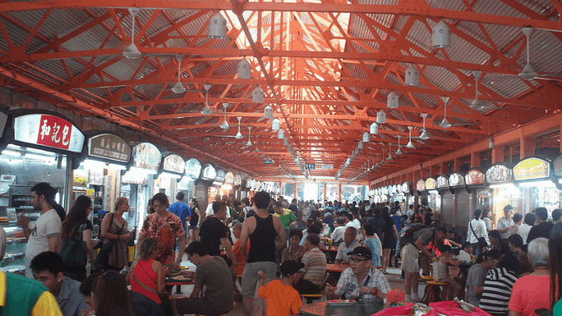 Center walkway at Maxwell Food Centre Singapore Hawker Center