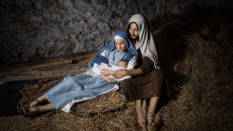 People in a live nativity play