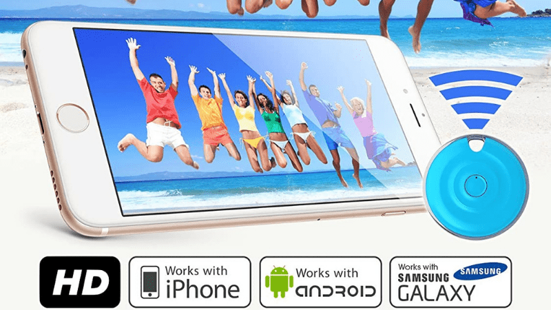 cell phone screen showing people jumping into the air