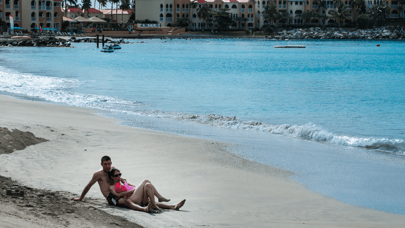 couple on the beach in Sint Maarten