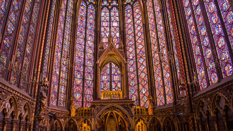 Stained glass windows of Ste Chapelle in Paris