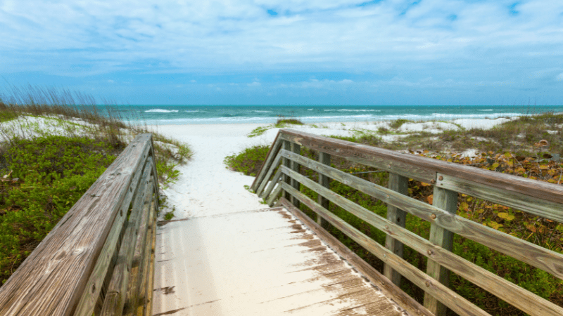 Sandy walkway leading down to Jersey Shore beach