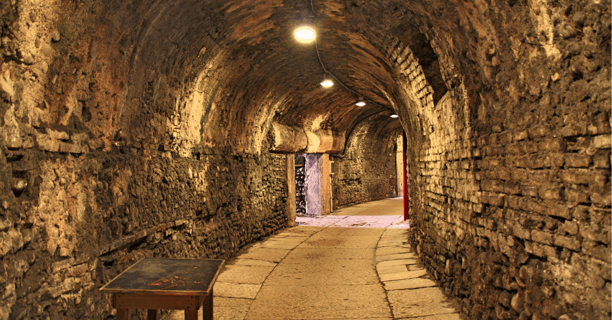 Passageway in the Paris Catacombs - one of the most unusual things to do in Paris