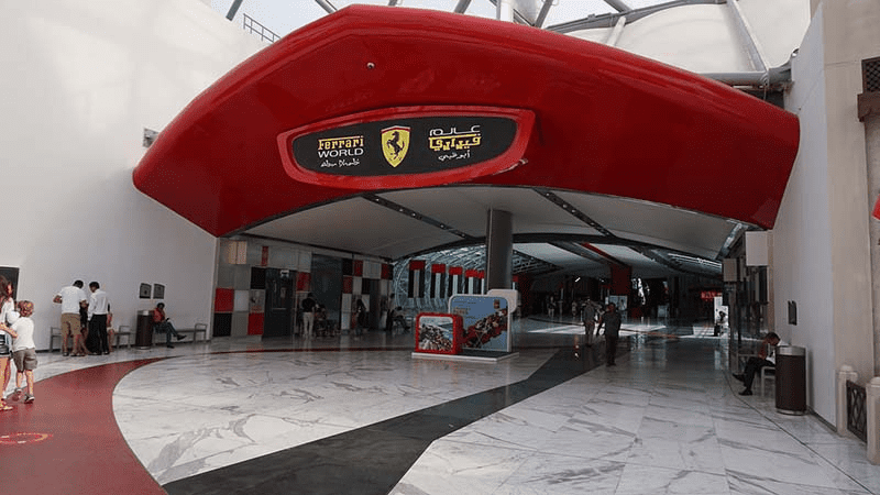 Entrance to Ferrari World on Yas Island - one of the best things to do in Abu Dhabi