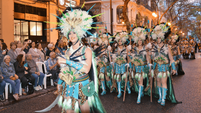 Parade of scantily-clad women during Carnival Festival in Spain