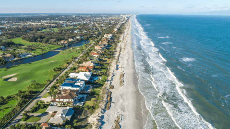 aerial view of Jacksonville beach