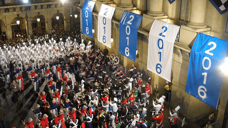 Drummers during La Tamborrada drumming festival in Spain