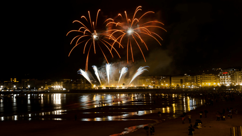 Fireworks during festivals in Spain