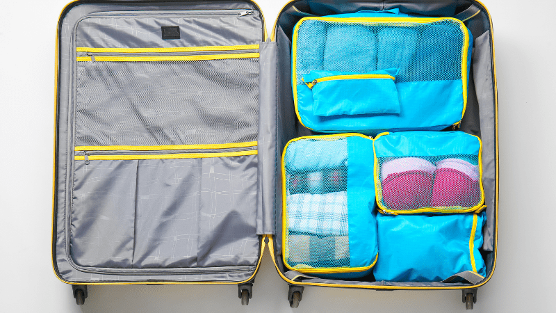 packing cubes and an organized suitcase