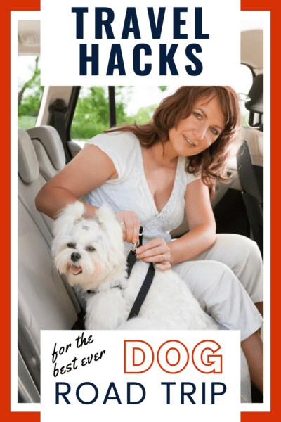 Woman in a car holding a dog. Text overlay says 